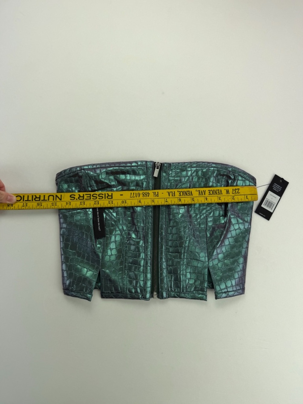 NEW AFRM 2 Piece Heston Croc Embossed Pants & Tube Top in Mermaid Iridescent - Picture 9 of 14